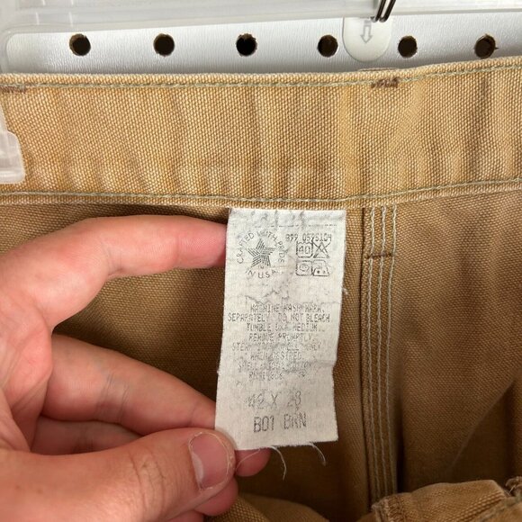 Carhartt Double Knee Pants 40x28 Vintage Union Made Brown Khaki B01 BRN USA - Picture 6 of 7